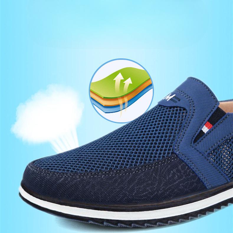 Mesh-Schuhe für Herren, Frühling und Sommer, ausgehöhltes Mesh, alte Schuhe, Papa-Schuhe, ein Fuß, Steigbügel, bequeme, einfache Stoffschuhe, lässige Herrenschuhe