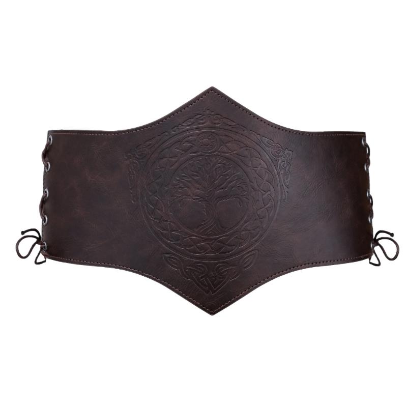 Medieval Corset Belt Waist Cincher PU Leather Embossed Waistband for Fashion and Comfortable Waist Accessory