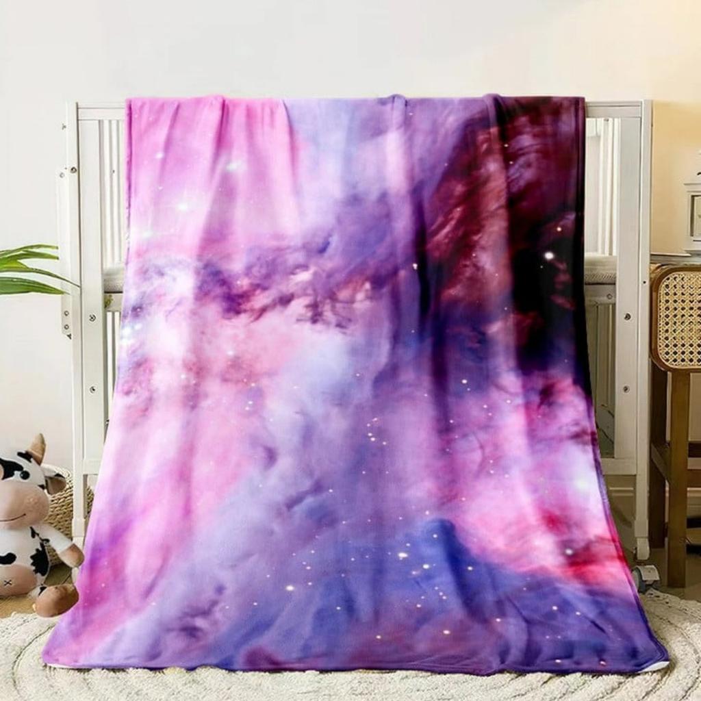 Galaxy Stars In Space Digital-printed Polyester Bedroom Velvet Flannel Cover Blanket Fleece Soft Sofa Cover Blankets for Beds