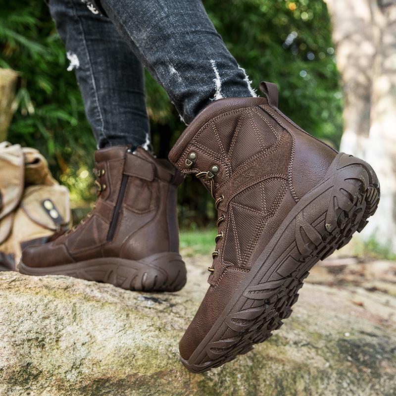 New Autumn Men's Boots Fashion Outdoor Men Hiking Boots High Top Breathable Men Desert Ankle Boots Non-slip Motorcycle Boots