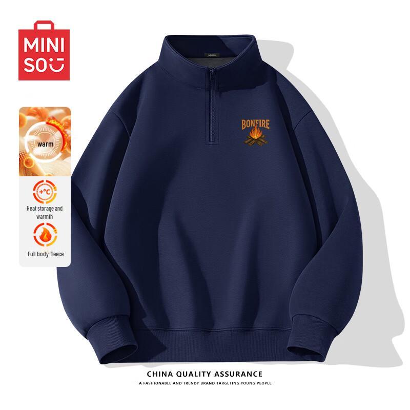 

Miniso Men s Heavyweight Fleece-Lined Half-Zip Stand Collar Sweatshirt M