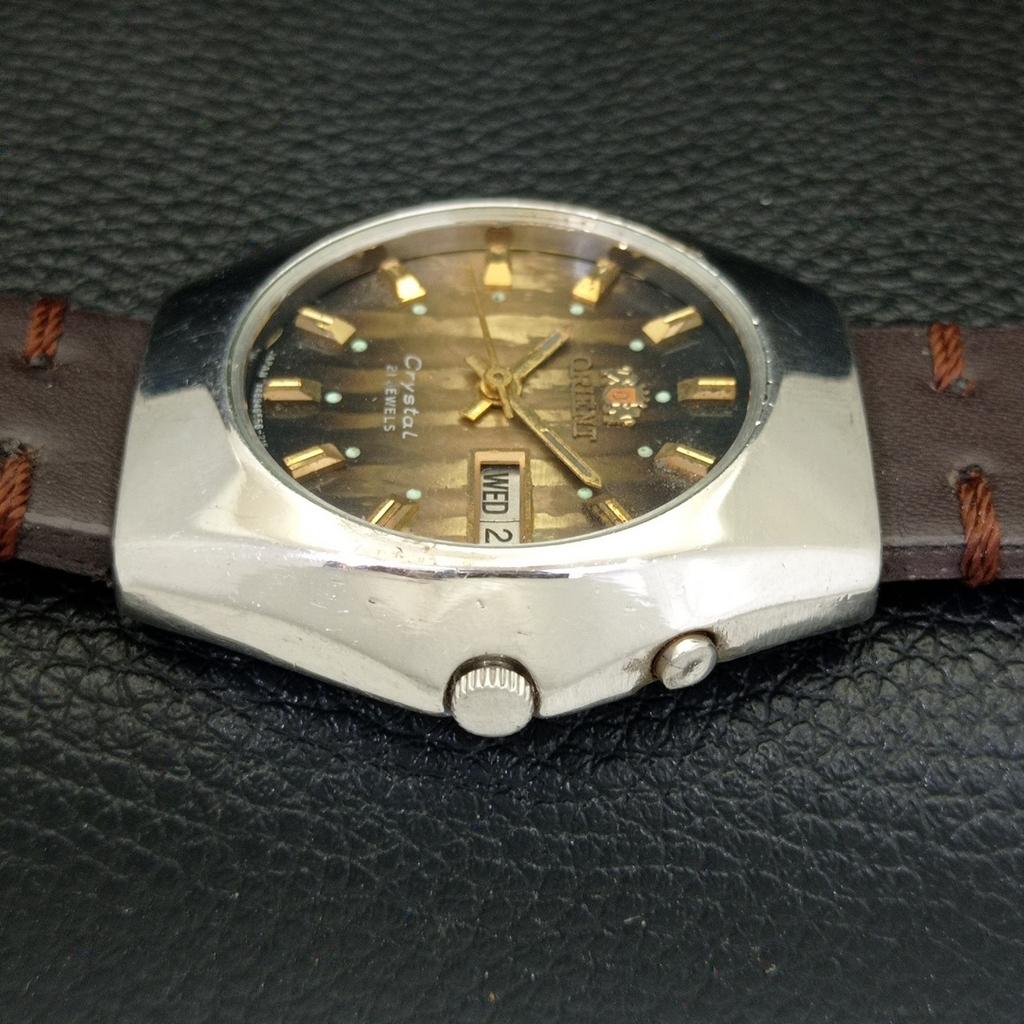 JAPAN VINTAGE ORIENT CRYSTAL AUTOMATIC 46943 MENS ORIGINAL DIAL WATCH a701892-5 R207-a701892