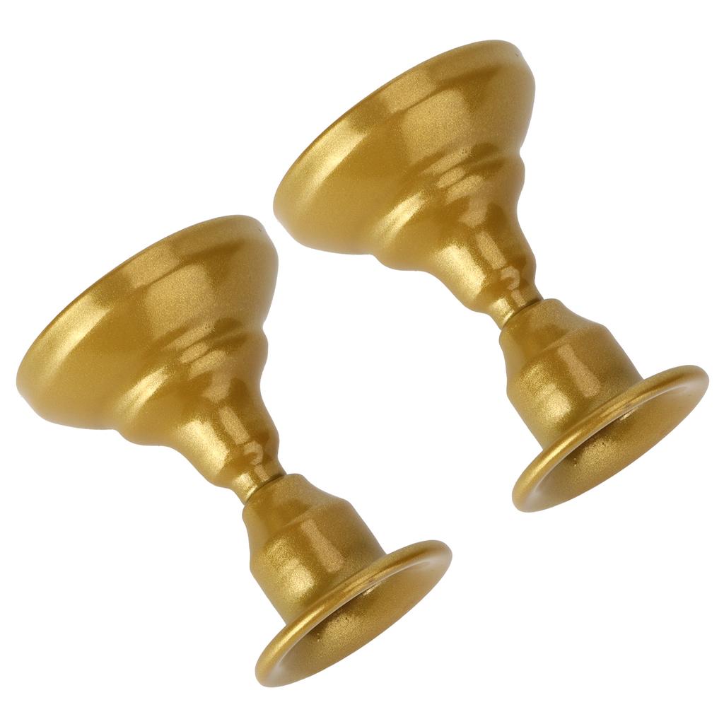 2 Stück Kerzenhalter Europäischer Stil Einfach Retro Doppelnutzung Kerzenständer für Schreibtischdekorationen Geschenke(Gold )