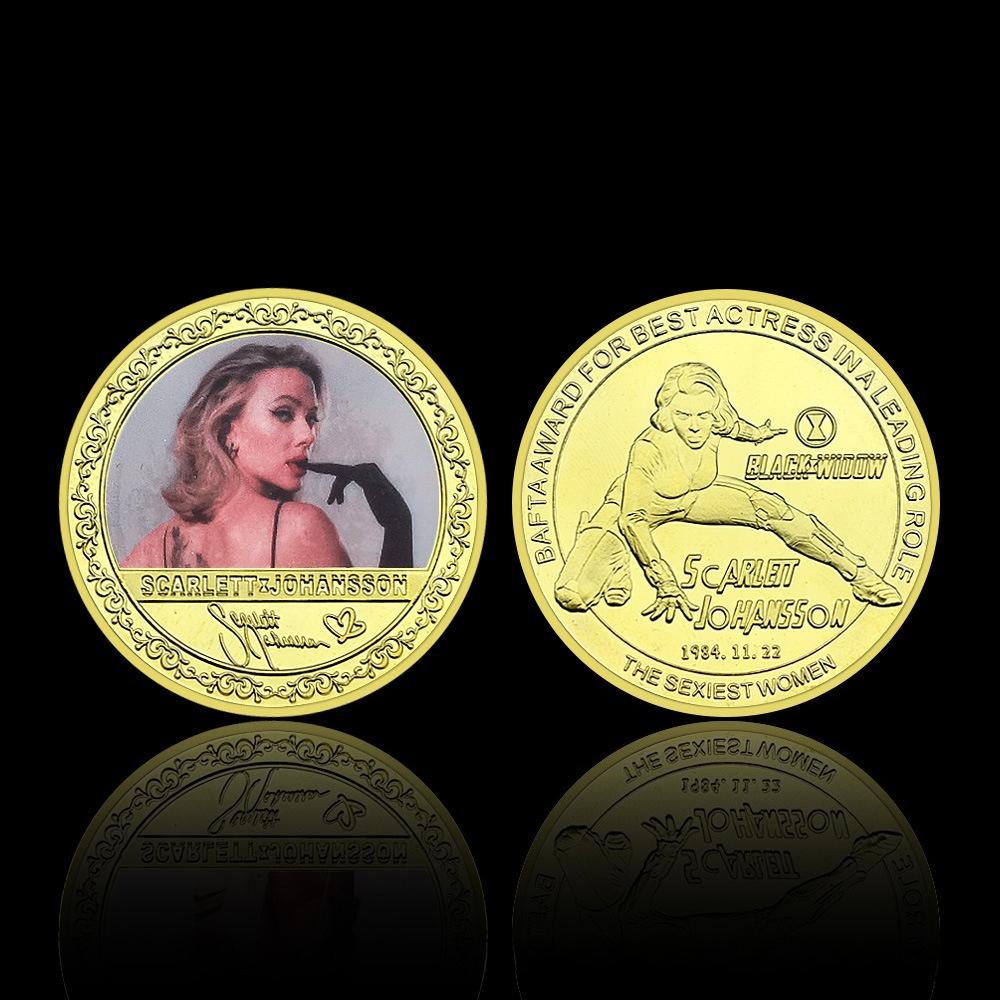 Scarlett, Famous Female Singer, Actress, Gold-plated Commemorative Coin, Star Commemorative Medal, Medal Collection Gift
