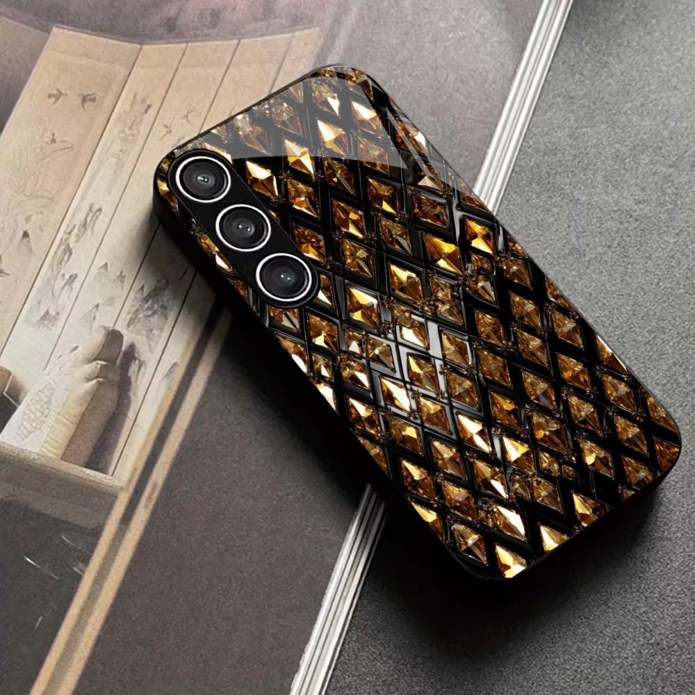 Business Black gold Leader PhoneCase Glass PhoneCase for Samsung Galaxy S26 S25 S24 S23 S22 S21 FE Ultra Plus Dropresistant