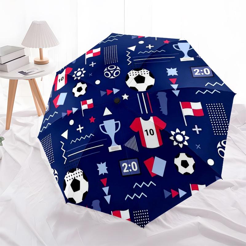 1pc Soccer-themed Circular Pattern Umbrella with Plastic Handle,Vibrant Cartoon Pattern,Multi-functional UmbrellaB2008
