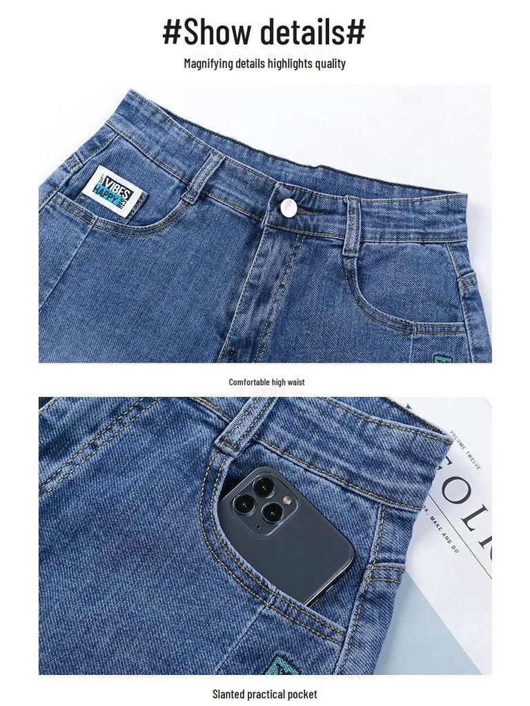 Women's 2026 Summer High-Waisted A-Line Denim Shorts - Slimming, Loose Fit, Wide-Leg Design