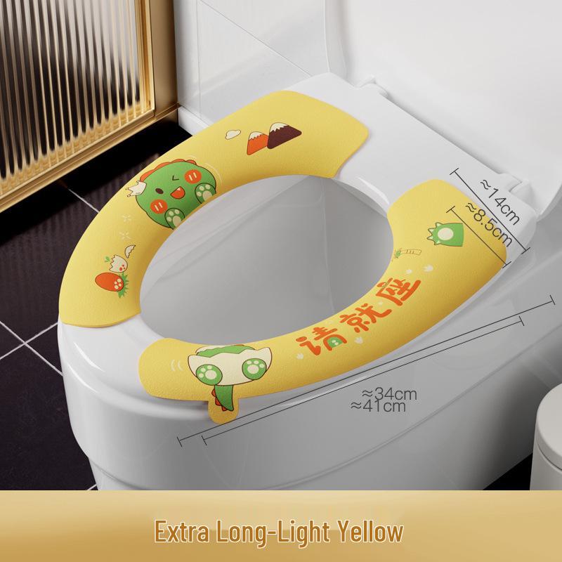 Washable Cartoon Toilet Seat Sticker with Electrostatic Adsorption - Warm, Universal, and Self-Adhesive for All Seasons