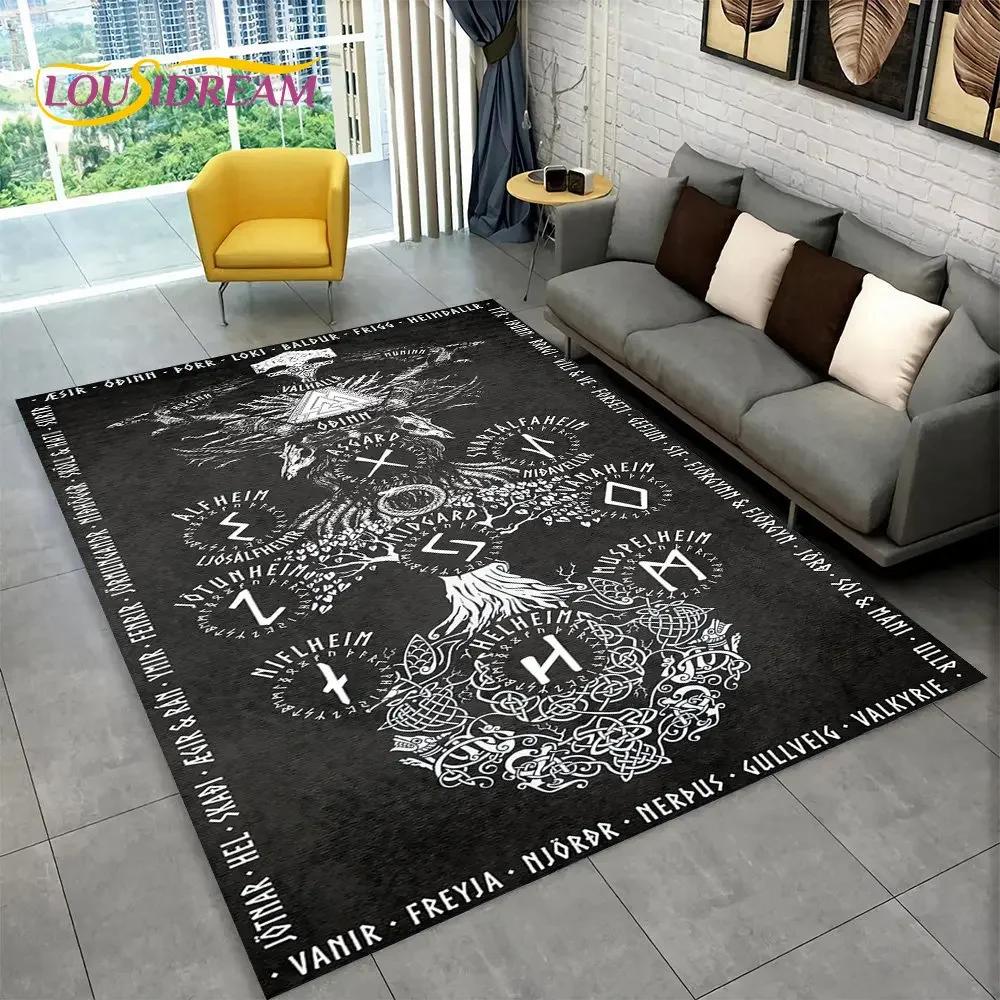 Tappeto con motivo mitologia norrena vichinga Yggdrasill e albero della vita, per soggiorno, camera da letto, divano, zerbino, antiscivolo.