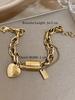1 Pc Gold Color Heart Charm Bracelets For Women Teen Girls Stainless Steel Couple Love Friendship Bracelets Daily Party Jewelry Gifts Valentines