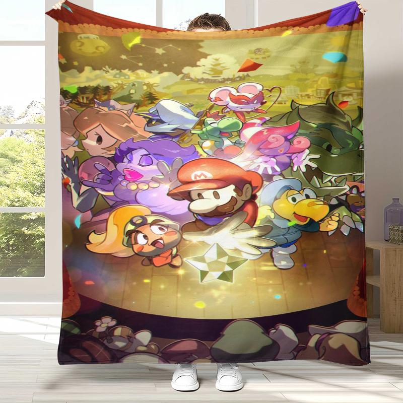 Retro M-Mario Bros Game Cartoon Flannel Blanket,Ultra Soft Warm Plush Throw for Home Bedroom Bed Sofa Cover Camping Picnic gift