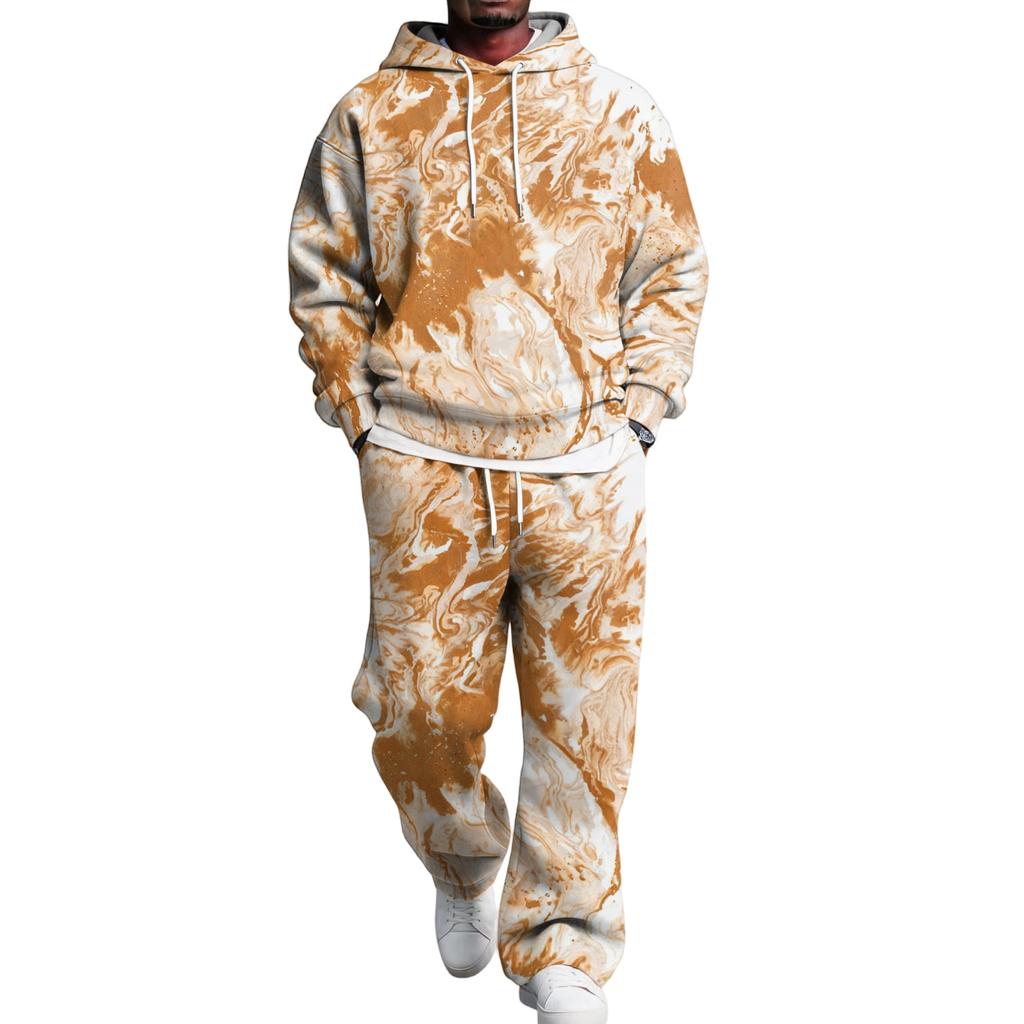 Men's Hoodie and Sweatpants Set with Elastic Waist, Casual Two Piece Outfit