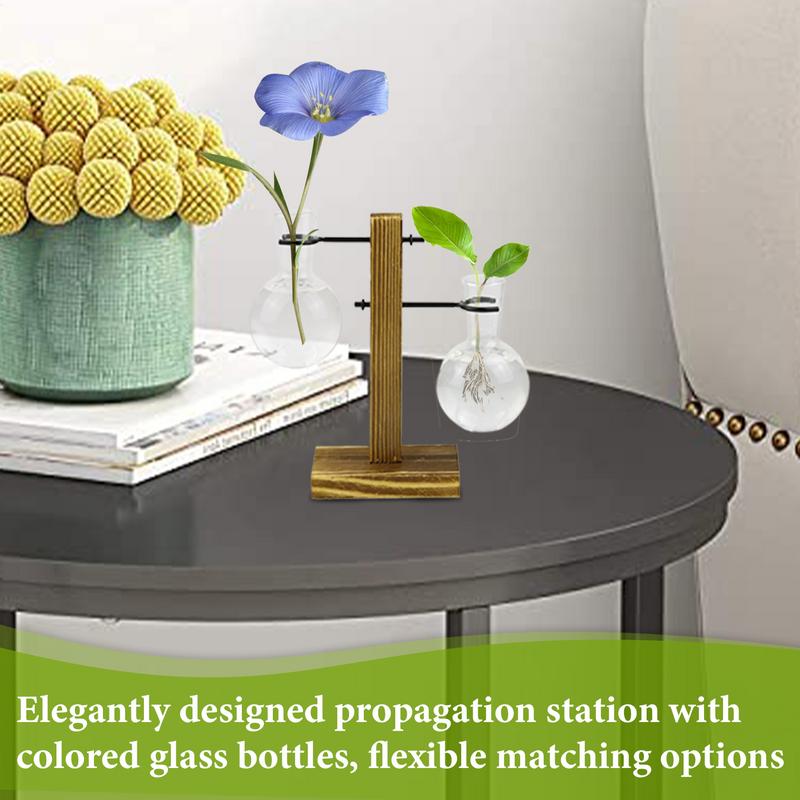 Clear Plant Propagation Stations Test Tube Hydroponic Rack with Stand Flower Planter Hydroponic Container Home Tabletop Decor
