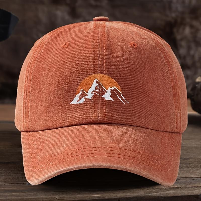 A Sun Mountain Peak Embroidered Baseball Cap a Stylish and Versatile Snapback Hat for Men Trendy for Outdoor Wear