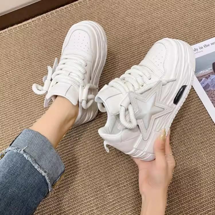

Guochao women s shoes high-top 2025 new spring heightening platform explosion casual versatile sports star lace-up women s shoes 41 белый