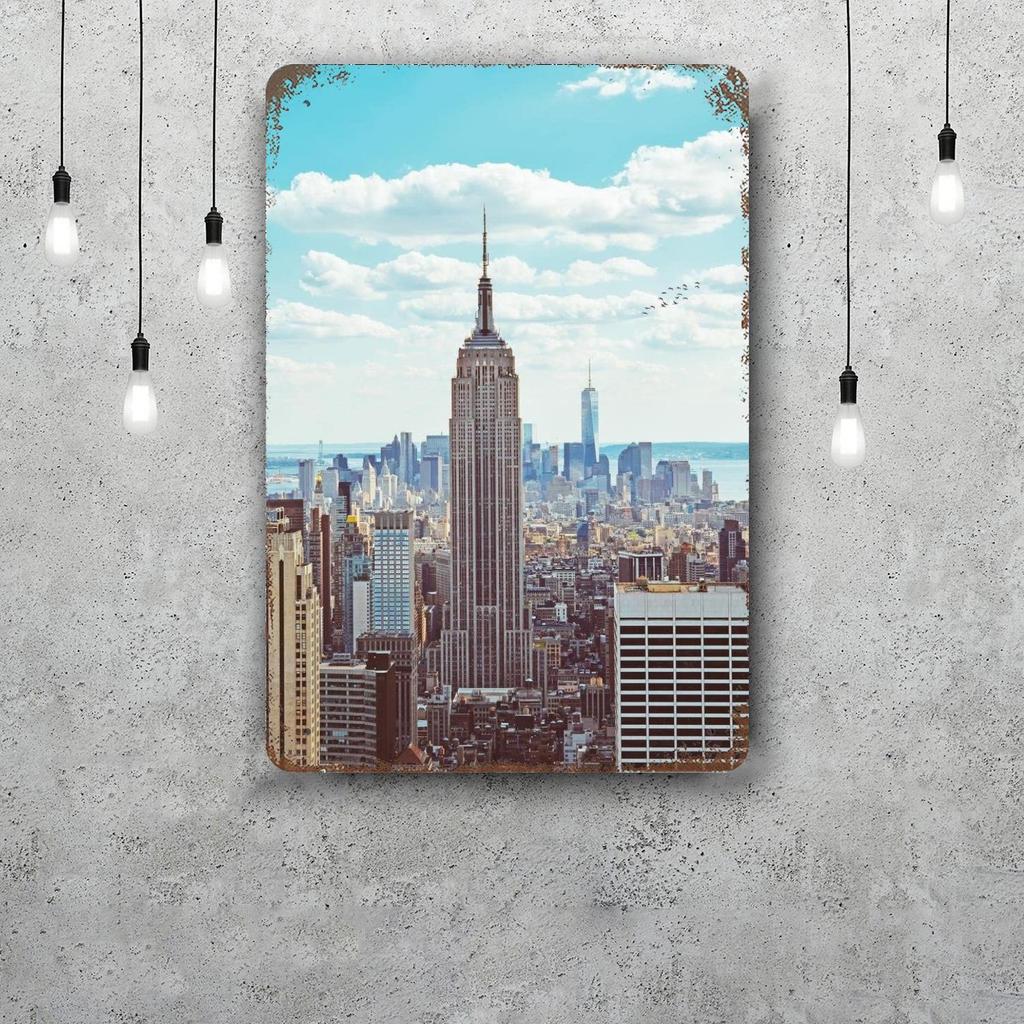 nyc skyline Vintage Metal Tin Signs Posters Decor Retro Metal Plaque Wall Art Decor for Garage Bar