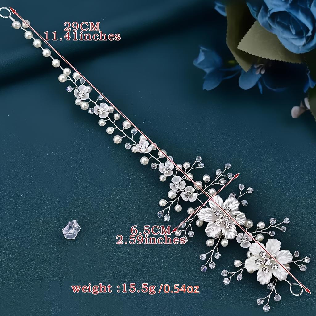1pc Elegant Bridal Pearl Headband Enchanted Fairy-Inspired Zinc Alloy with Crystal & Floral Accents Perfect for Weddings & Beach Vacations