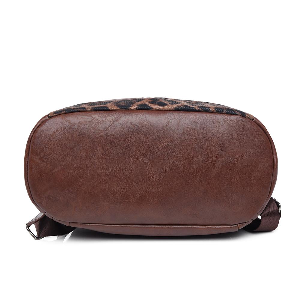 Rucsac de damă din piele moale cu imprimeu leopard, rucsac antifurt