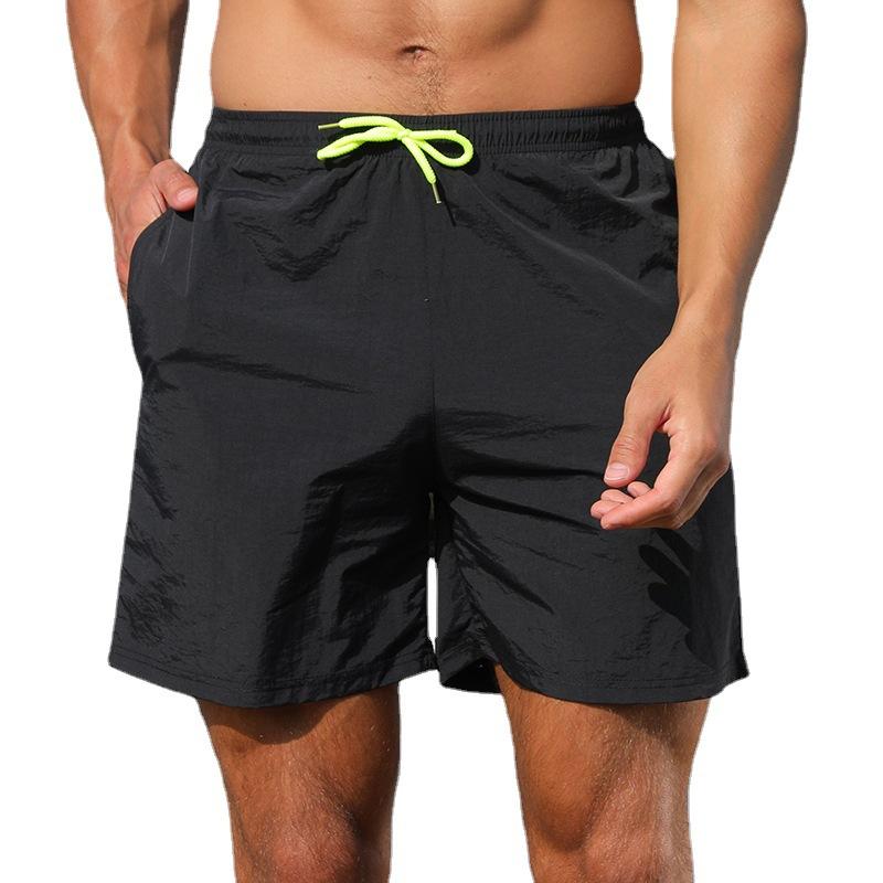 Pánské jednobarevné plážové kraťasy s pěti body, letní rychleschnoucí nepromokavé plavecké kraťasy