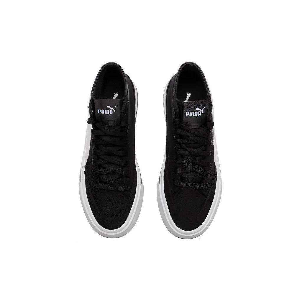 Puma Court Classic Vulc Round Toe Lace-Up Mid-Top Sneakers Unisex Sneakers Black White 397265-01