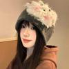 Trendy Dog Knitted Plush Winter Hat For Women Soft And Warm Accessory Fashionable