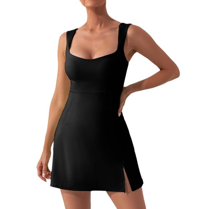 Women's Outdoor Summer Sports Tennis Dress Soft High Elasticity Golf Dress Quick Drying Breathable Fitness Shorts One Piece Tennis Sport Dress