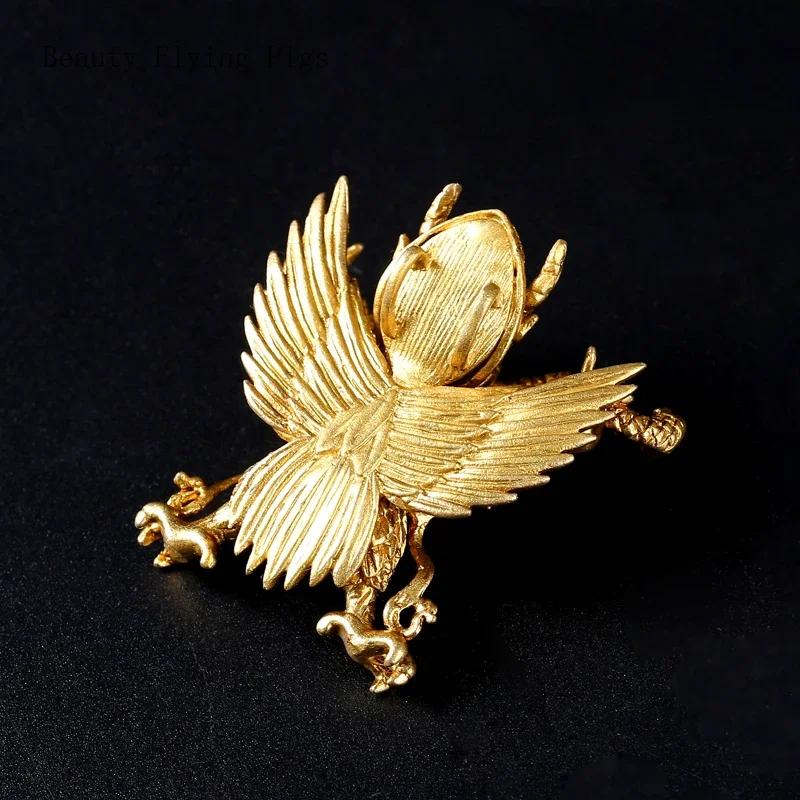 1PCS Tibetan Nepal Pure Copper Golden Winged Bird Pendant Tantric Artifact Personalized Portable Pendant Men's Necklace