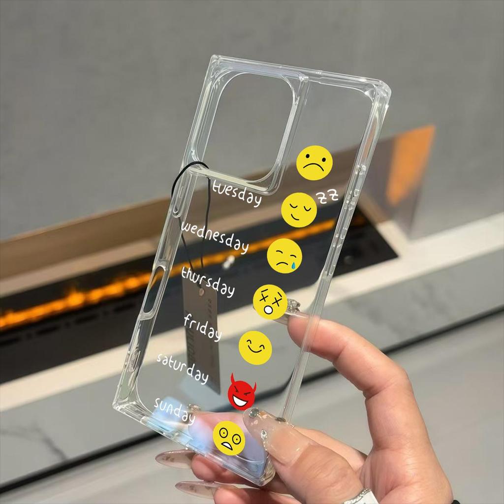 Square Tube Protection Clear Case For iPhone 14 Pro Max 13 16 ProMax 11 12 15 Plus Anti-Oxygen,Various Facial Expressions And Smiling Faces Pattern