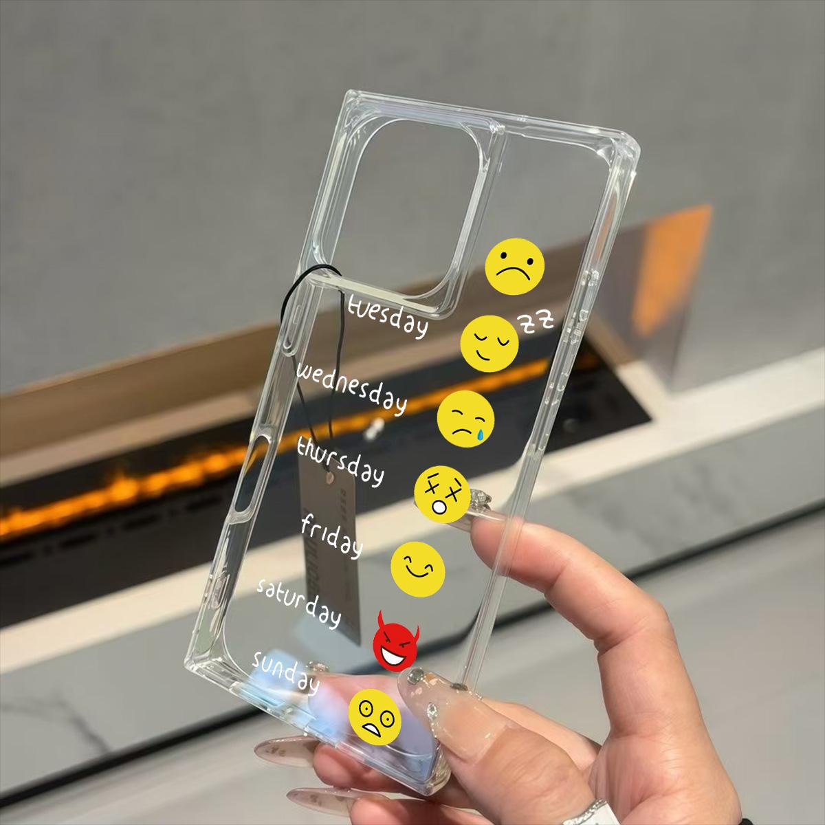 

Square Tube Protection Clear Case For iPhone 14 Pro Max 13 16 ProMax 11 12 15 Plus Anti-Oxygen,Various Facial Expressions And Smiling Faces Pattern iphone 11 ProMax