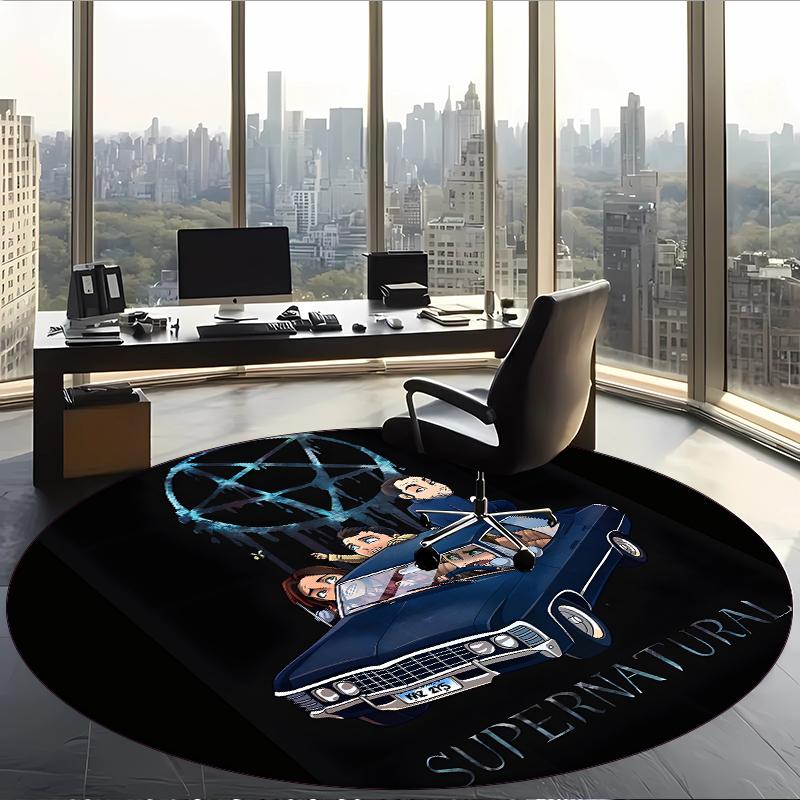 Supernatural (5) Round Office Rug Decorative Floor Rug for Office Bedroom Living Room and Home Space