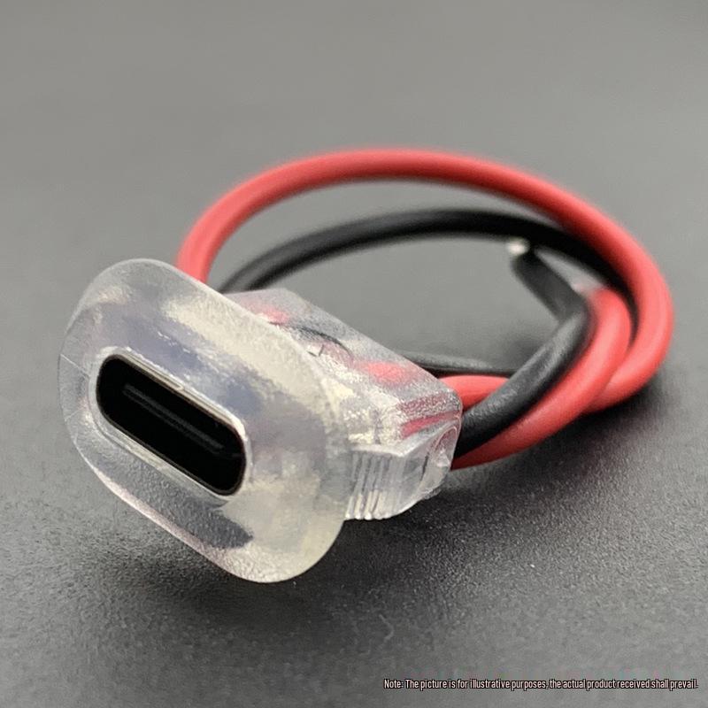 Wasserdichtes Typ-C Buchse Stromverlängerungskabel mit LED, 2-adrig für kleine Geräte DIY-Laden