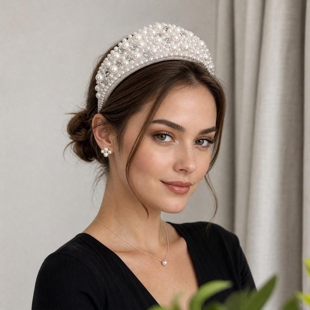 Baroque Fabric Hair Bands Elastic Hair Hoop New Pearl Headband Headwear