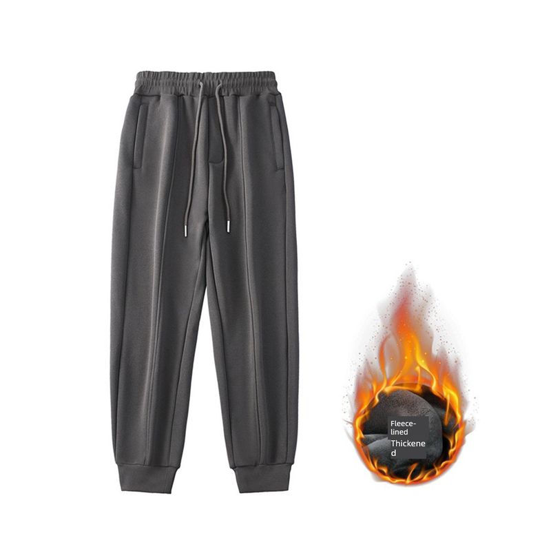 Sweatpants Autumn and Winter Thickening Casual Vintage Zipper Pockets
