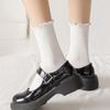 1 par /Lote Calcetines para Mujer Volante Algodón Tubo Medio Tobillo Corto Transpirable Negro Blanco set Primavera Otoño