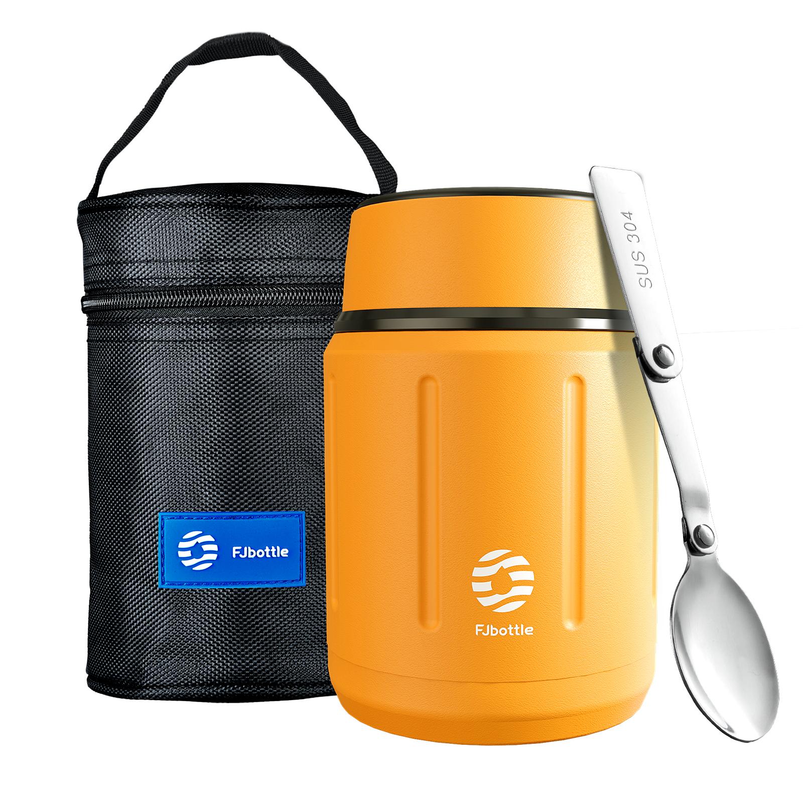 

Fjbottle 500 мл Термос для еды, 316 Нержавеющая сталь, Вакуумная изоляция, Банка для еды с ложкой, Ланч-бокс для детей 500ml жёлтый