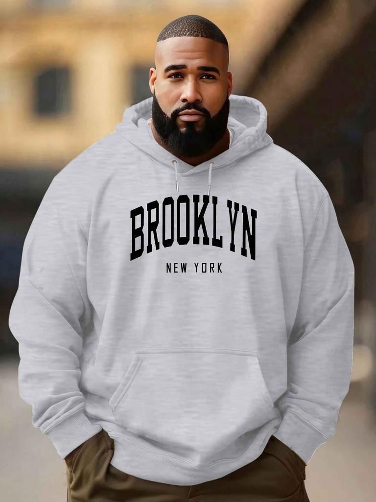 Mens Hooded Sweater Casual Letter Print Versatile for All Seasons Adjustable Drawstring Hood Polyester Hoodie Sweater Hoodie