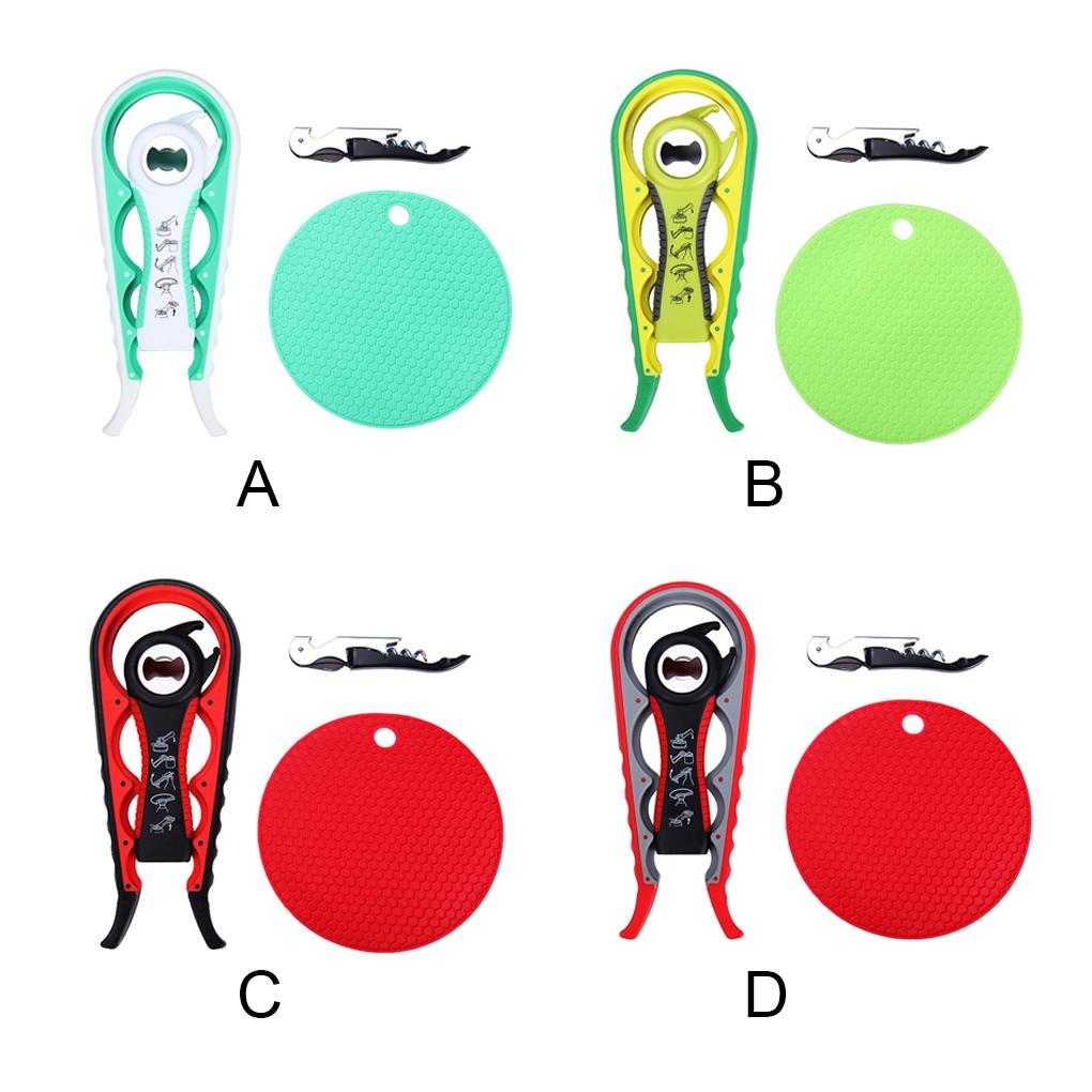 Bottle Opener Set Multifunctional Jar Lids Openers Wrench Grippers Safety Screw Manual Home Household Accessories
