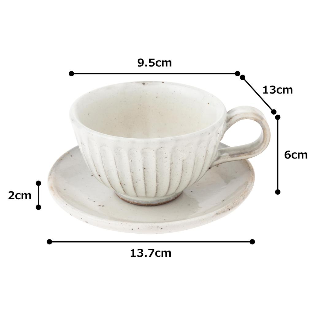 Cup and Saucer, Japanese Tableware, Powdered Finish, Kegimi (C/S), Mino Ware, Made In Japan, 10309