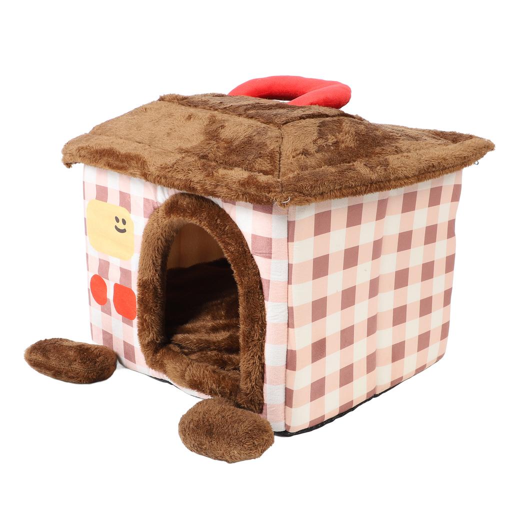 Cat House Soft Comfortable Enough Interior Space Portable Cartoon Cute Dog House Kennel Bed for
