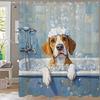 Cute Cartoon Cat And Dog Shower Curtain, Bathroom Decorative Curtain, Printed Shower Curtain, Home Decoration Curtain With Hooks