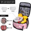 Pink Unicorns Lunch Box for Girls Women Reusable Insulated Bento Tote Bag Portable Thermal Cooler Organizer for Picnic Beach