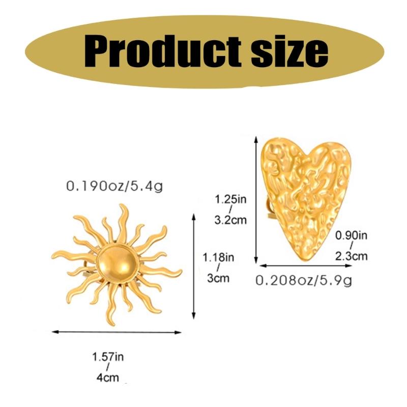 Elegant Finger Rings Party Accessories Sun/Heart Shape Weddings Rings Stainless Steel Texture Perfect for Casual Outfits