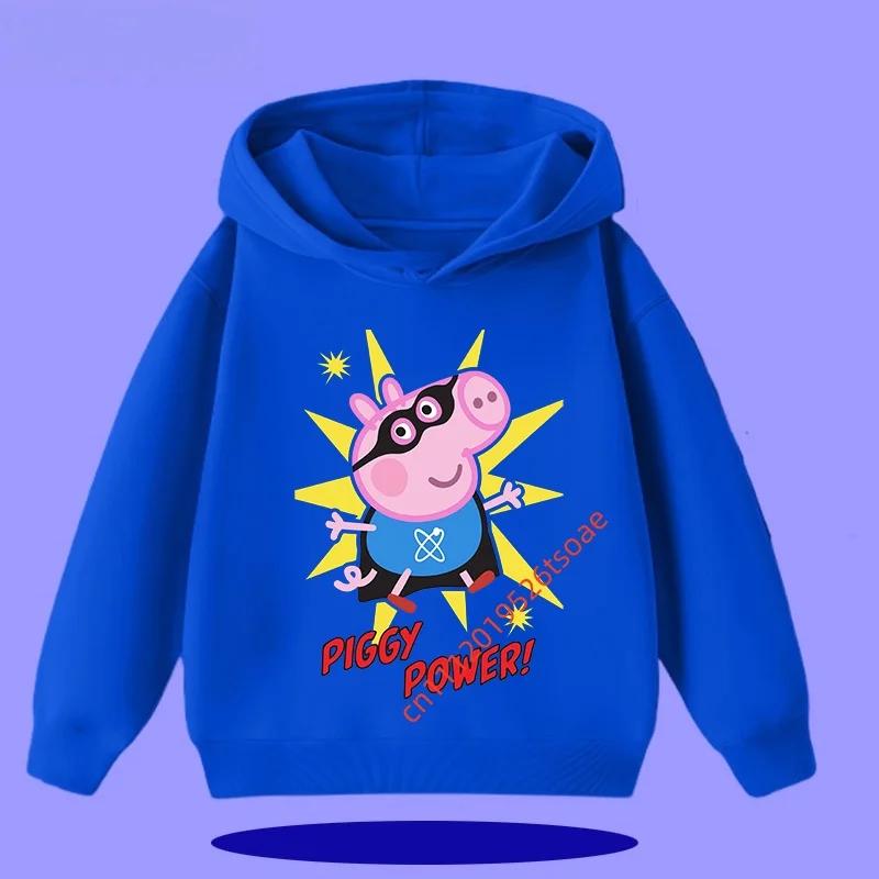 Peppa Pig Children's Hooded Sweatshirt 2026 New Style Cartoon Print Boys' Sport Shirt Girls' Casual Shirt
