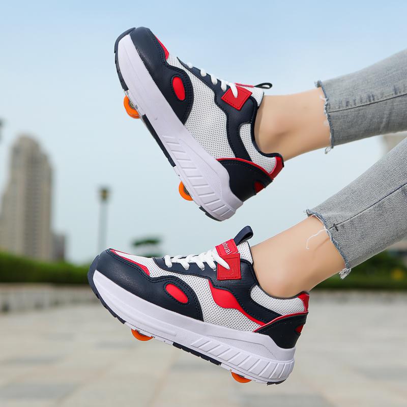 TUINANLE New Boys Fashion Sneakers Roller Skating Casual Shoes Best Girls Gift Four Wheel Inline Skates