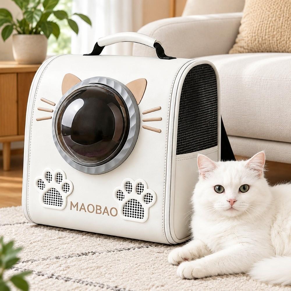 Breathable Mesh Space Capsule Cat Backpack Transparent Window Cat Travel Bag  Outdoor Walking