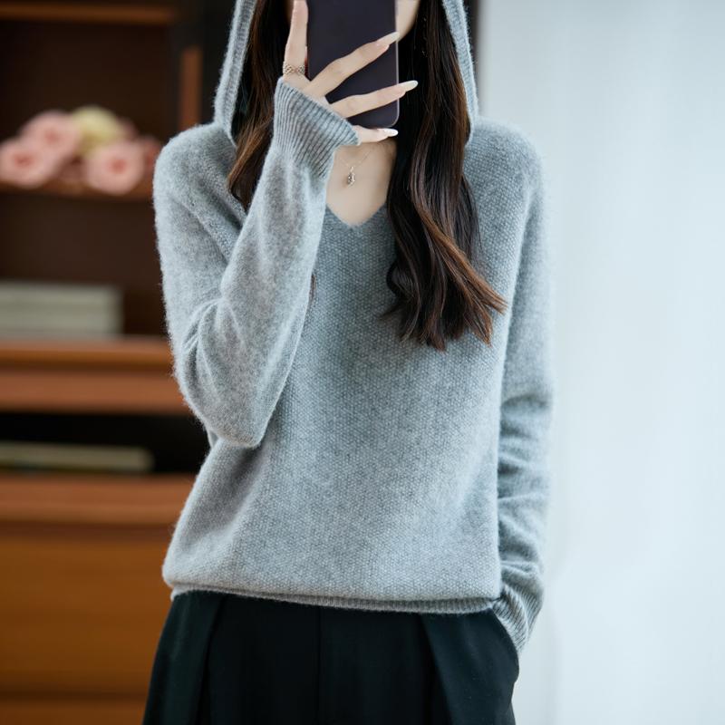 Women's cashmere sweater Qinghe cashmere 30% cashmere 70% wool autumn and winter pullover warm and fashionable