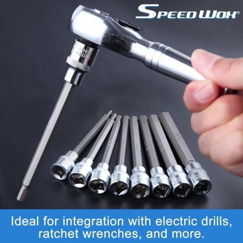 SPEEDWOX 20-Piece Extra Long Hex Bit Socket Set, Super Long Hex Bit Socket Set, Long Hex Bit Socket Set, Hex Wrench, Long 3/8" Drive Hexagon Bit Socke