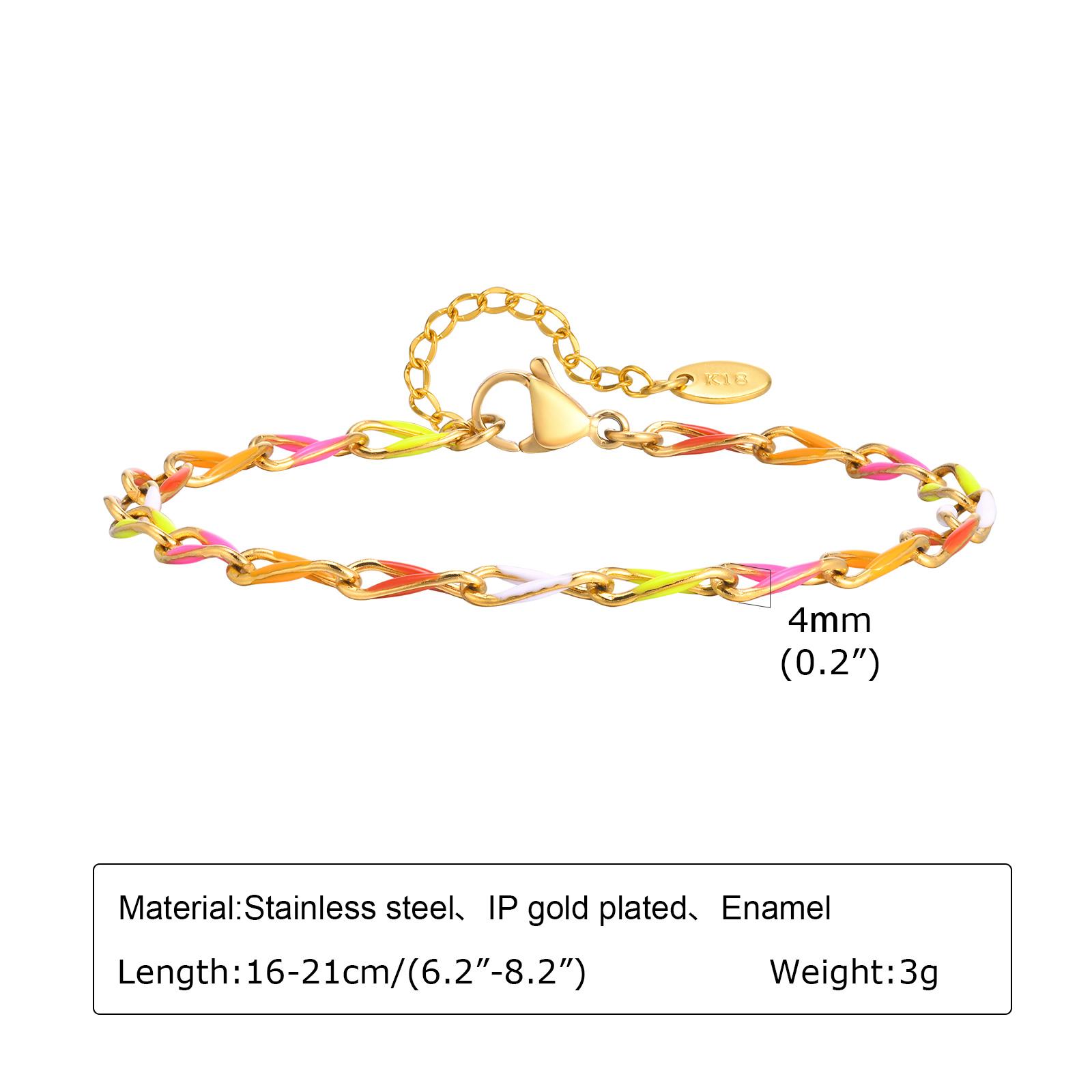 

4mm New Color Gold Plated Chopin Twist Charms Bracelet Women s Hand Chain Link Fashion Jewelry Stainless Steel Oil Drop Chain