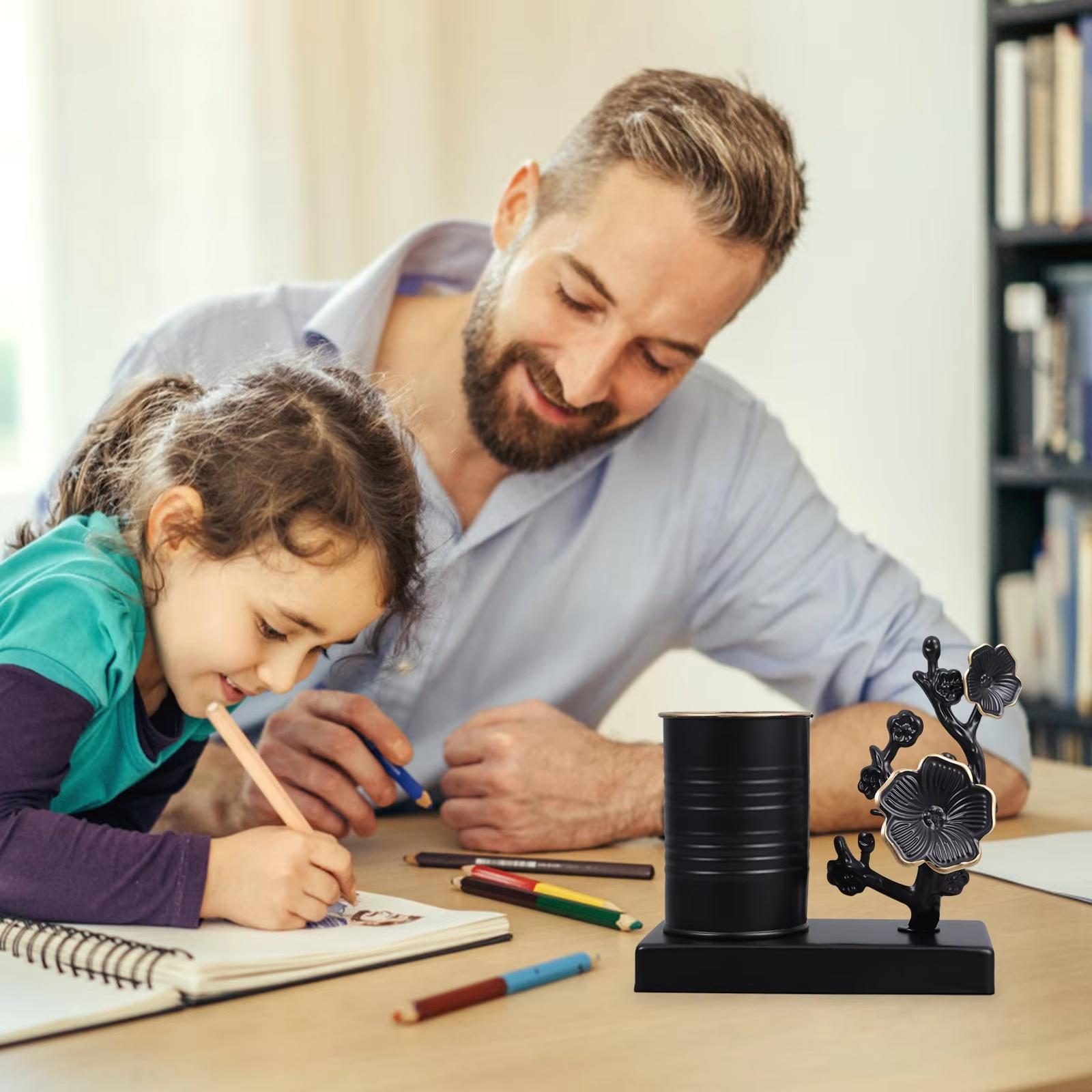 

Винтажный органайзер для ручек, роскошная настольная коробка для хранения, украшение для домашнего кабинета, подарок. one size чёрный