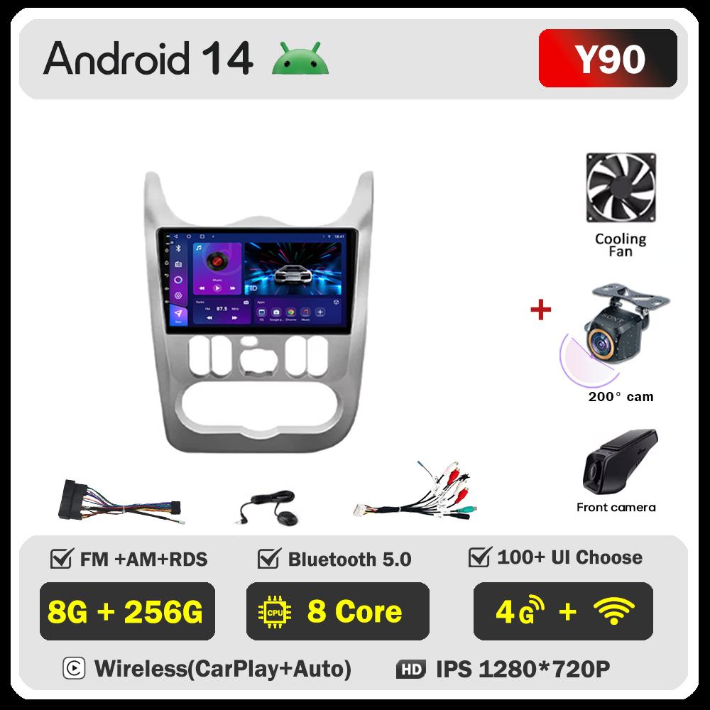 For Renault Logan 1 Sandero 2009-2015 Largus Dacia Duster Car Multimedia Video Player Touch Screen Android 14 Autoradio 5G Wifi